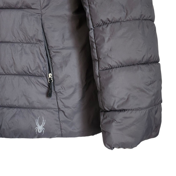 Spyder Dark Gray Puffer Jacket In A Size Large - Picture 3 of 5